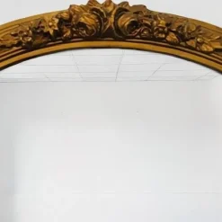 Pamono Vintage Baroque Style Gilt Framed Oval Mirror><noscript><img width=