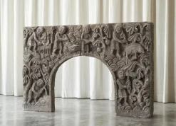 Online Pamono Vintage Bas Relief Fireplace Surround in Hand Carved Stone, 1940s