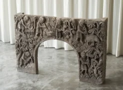 Online Pamono Vintage Bas Relief Fireplace Surround in Hand Carved Stone, 1940s