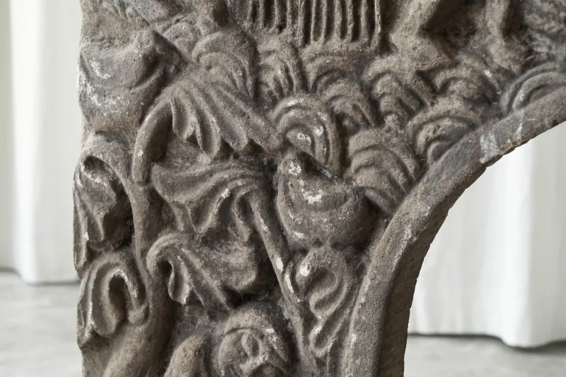 Online Pamono Vintage Bas Relief Fireplace Surround in Hand Carved Stone, 1940s