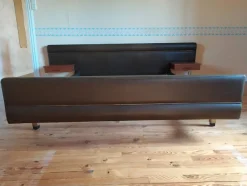 Pamono Vintage Bed in Teak & Skai by Roger Landault, 1960s> Beds & Bedroom Sets