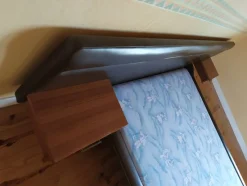 Pamono Vintage Bed in Teak & Skai by Roger Landault, 1960s><noscript><img width=