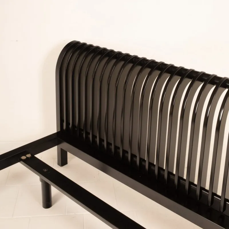 Pamono Vintage Bed in Wood and Brass by Pierre Cardin, 1980s> Beds & Bedroom Sets