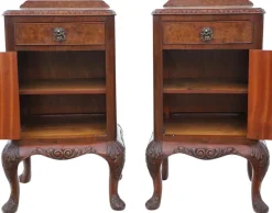 Pamono Vintage Bedside Tables in Burr Walnut, 1920, Set of 2><noscript><img width=