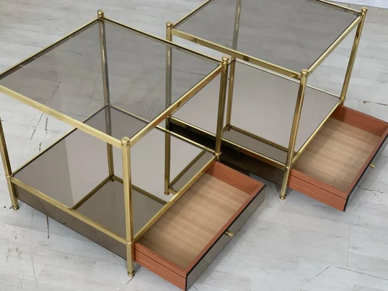 Pamono Vintage Bedside Tables in Glass> Nightstands