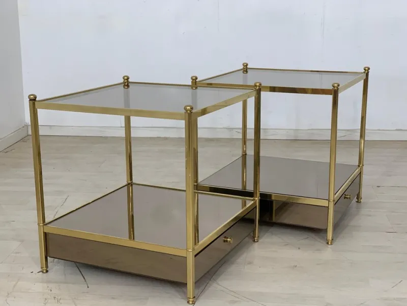 Pamono Vintage Bedside Tables in Glass> Nightstands