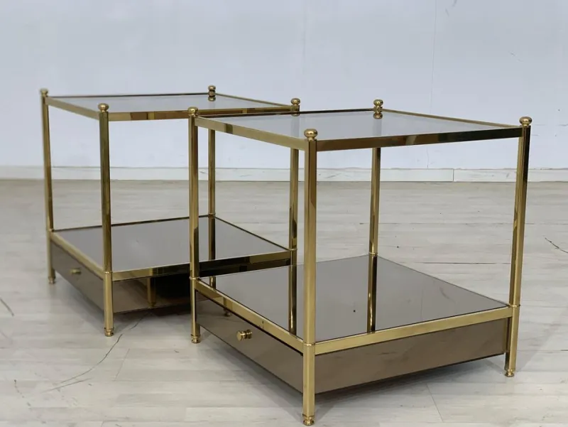 Pamono Vintage Bedside Tables in Glass> Nightstands