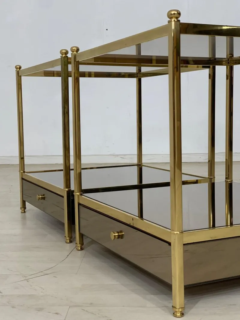 Pamono Vintage Bedside Tables in Glass> Nightstands