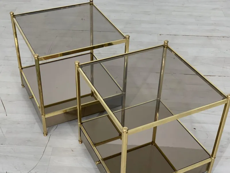 Pamono Vintage Bedside Tables in Glass> Nightstands