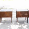 Pamono Vintage Bedside Tables with Glass Tops, Set of 2> Nightstands