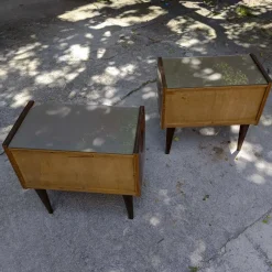 Pamono Vintage Bedside Tables with Glass Tops, Set of 2><noscript><img width=