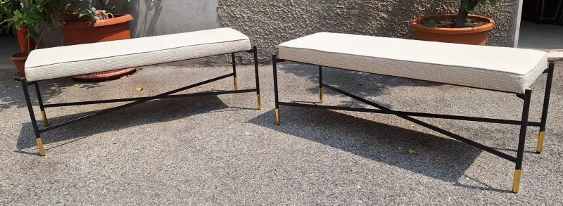 Clearance Pamono Vintage Bench in Iron and Brass, 1990s