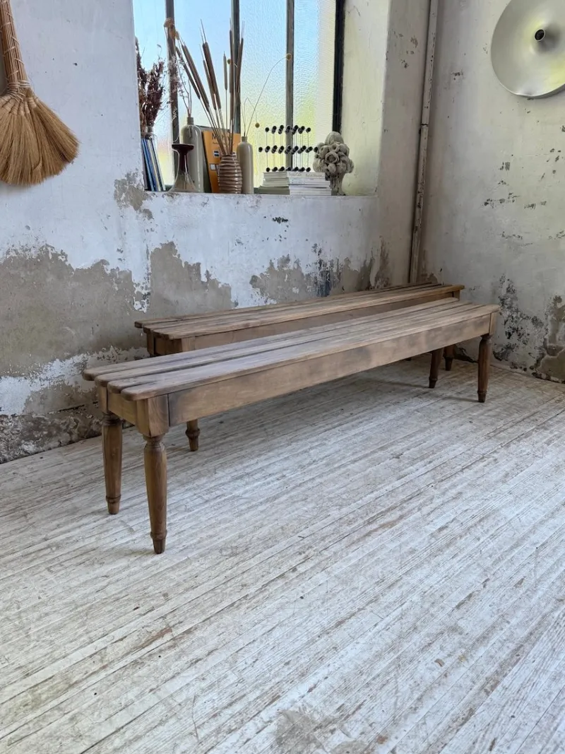 Discount Pamono Vintage Benches with Oak and Beech Slats, 1950, Set of 2