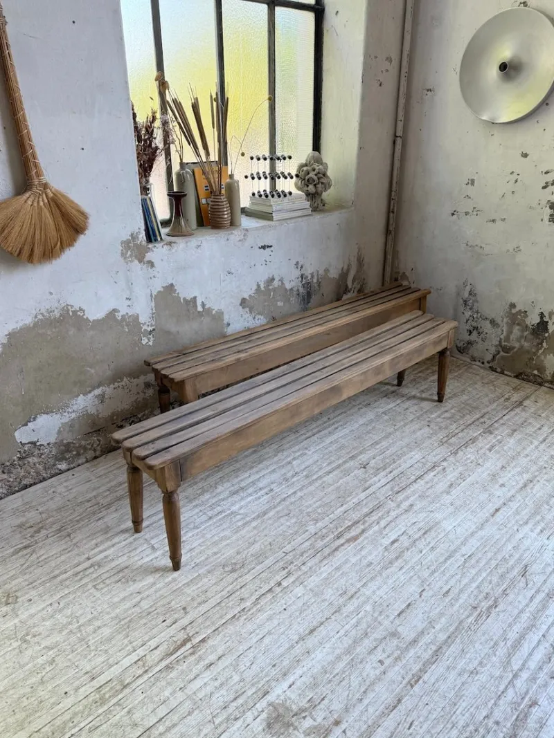 Discount Pamono Vintage Benches with Oak and Beech Slats, 1950, Set of 2