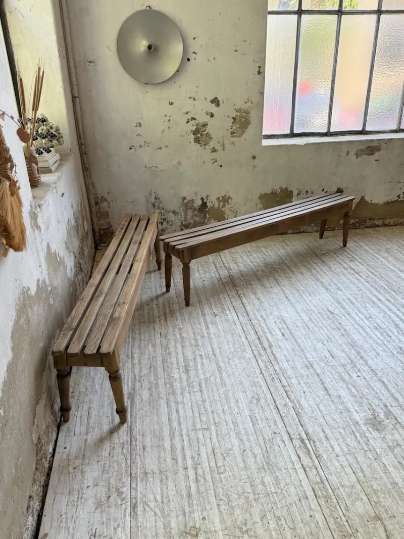 Discount Pamono Vintage Benches with Oak and Beech Slats, 1950, Set of 2