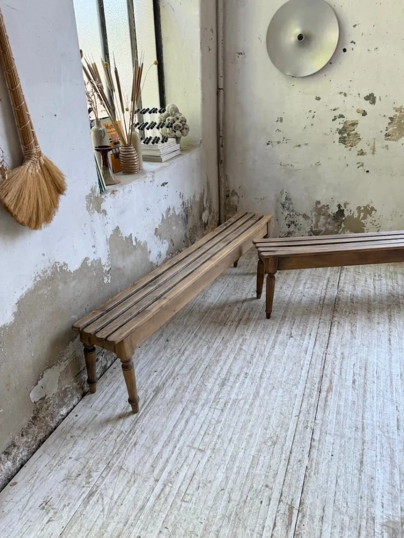 Discount Pamono Vintage Benches with Oak and Beech Slats, 1950, Set of 2
