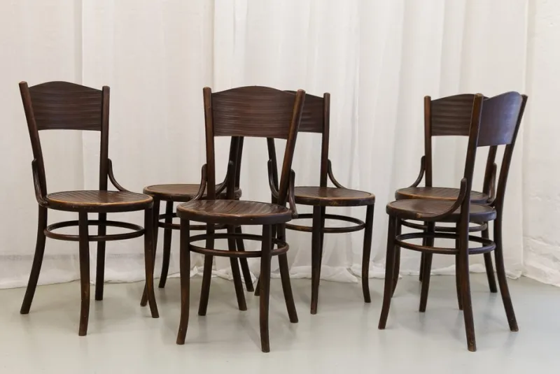 Pamono Vintage Bentwood Bistro Chairs from Fischel 1920s. Set of 6> Side Chairs & Dining Chairs