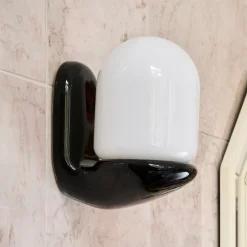 Hot Pamono Vintage Black Ceramic Wall Lamps, 1980s, Set of 2