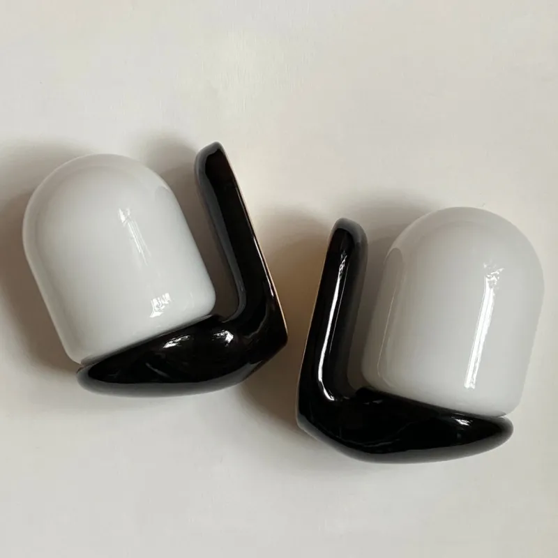 Hot Pamono Vintage Black Ceramic Wall Lamps, 1980s, Set of 2