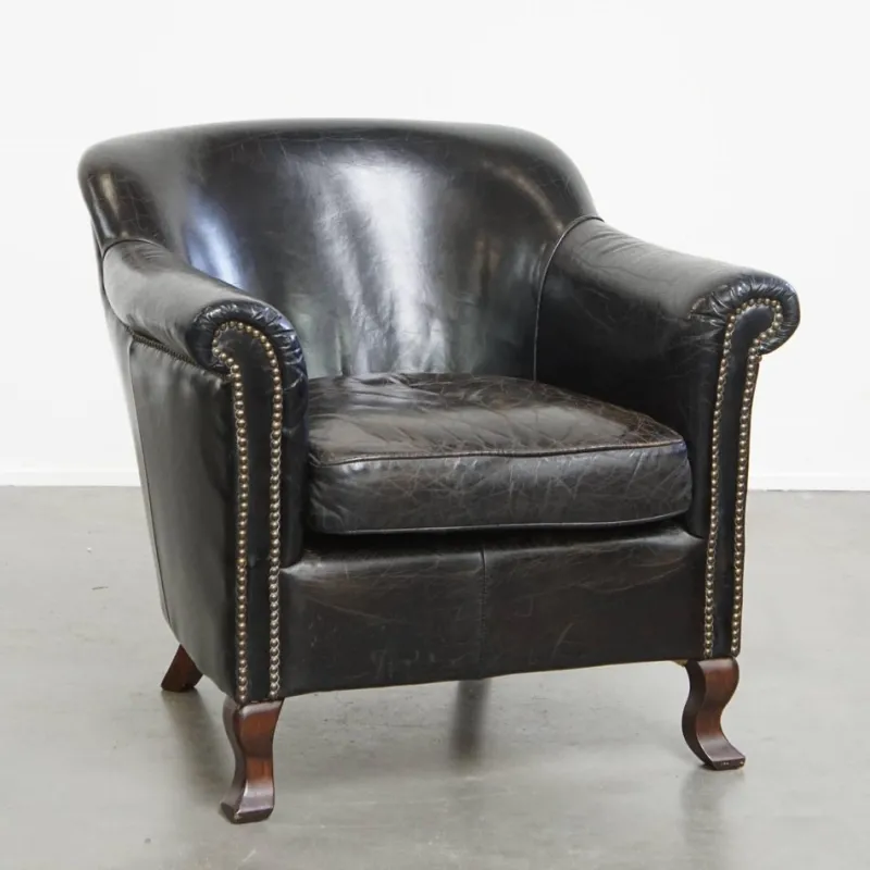 Online Pamono Vintage Black Cowhide Armchair