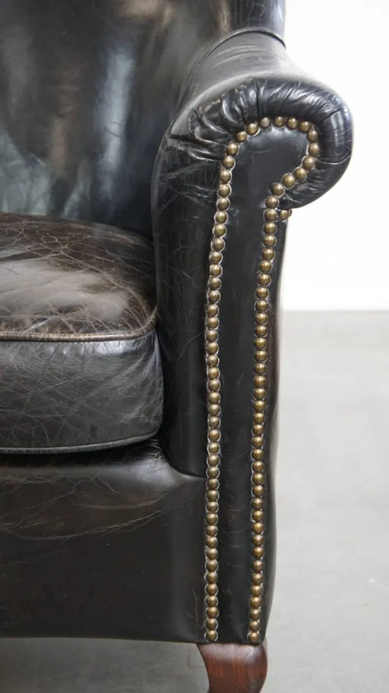 Online Pamono Vintage Black Cowhide Armchair