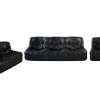 Pamono Vintage Black Leather Kashima Living Room Set by Michel Ducaroy for Ligne Roset, 1976, Set of 3> Living Room Sets