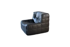 Pamono Vintage Black Leather Kashima Living Room Set by Michel Ducaroy for Ligne Roset, 1976, Set of 3><noscript><img width=