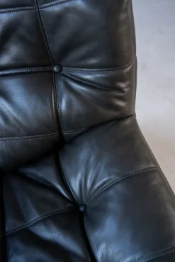 Pamono Vintage Black Leather Kashima Living Room Set by Michel Ducaroy for Ligne Roset, 1976, Set of 3><noscript><img width=