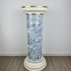 Pamono Vintage Blue and White Porcelain Column Stand with Gold Trim, 1960s> Pedestals And Columns