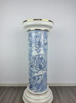 Pamono Vintage Blue and White Porcelain Column Stand with Gold Trim, 1960s><noscript><img width=