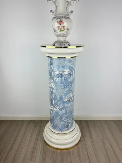 Pamono Vintage Blue and White Porcelain Column Stand with Gold Trim, 1960s><noscript><img width=