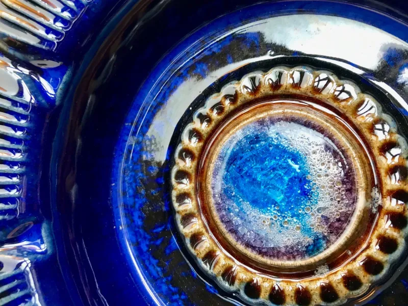 Best Pamono Vintage Blue Ceramic Flower Dish by Elsi Bourelius for Jie Verkstad, 1970s