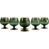 Pamono Vintage Bohemian Green and Gold Gilded Glasses, 1950s, Set of 6