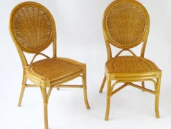 Pamono Vintage Bohemian Rattan & Wicker Peacock Seat, Set of 2> Garden Seating