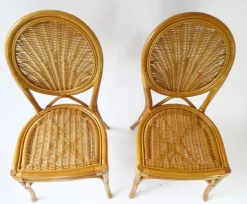 Pamono Vintage Bohemian Rattan & Wicker Peacock Seat, Set of 2> Garden Seating
