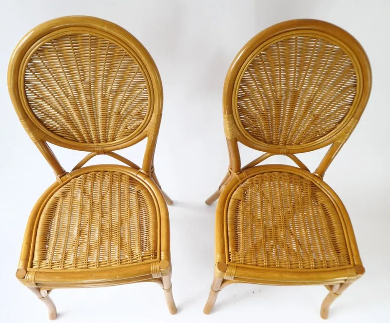 Pamono Vintage Bohemian Rattan & Wicker Peacock Seat, Set of 2> Garden Seating