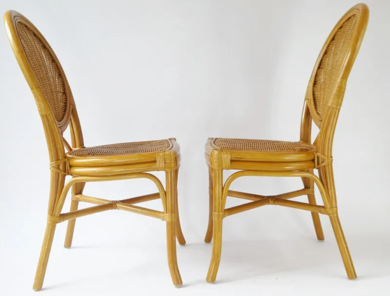 Pamono Vintage Bohemian Rattan & Wicker Peacock Seat, Set of 2> Garden Seating