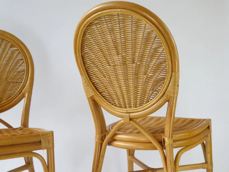 Pamono Vintage Bohemian Rattan & Wicker Peacock Seat, Set of 2> Garden Seating