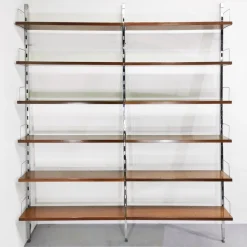Clearance Pamono Vintage Bookcase in Steel and Walnut from Mim Roma, 1970s, Set of 2