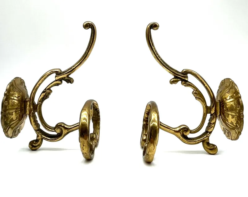 Pamono Vintage Brass Coat Hooks, Set of 2> Racks, Hooks & Valets