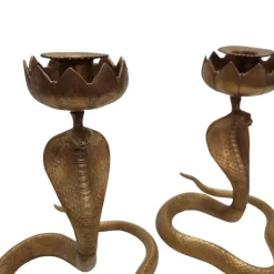 Pamono Vintage Brass Cobra Candlesticks, 1970s, Set of 2><noscript><img width=