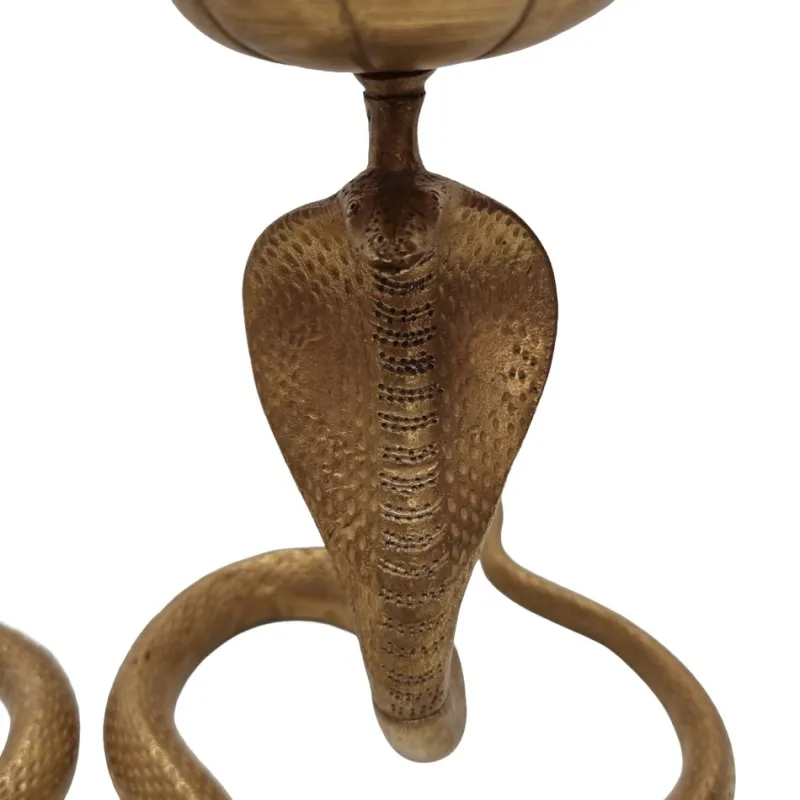 Pamono Vintage Brass Cobra Candlesticks, 1970s, Set of 2> Candleholders