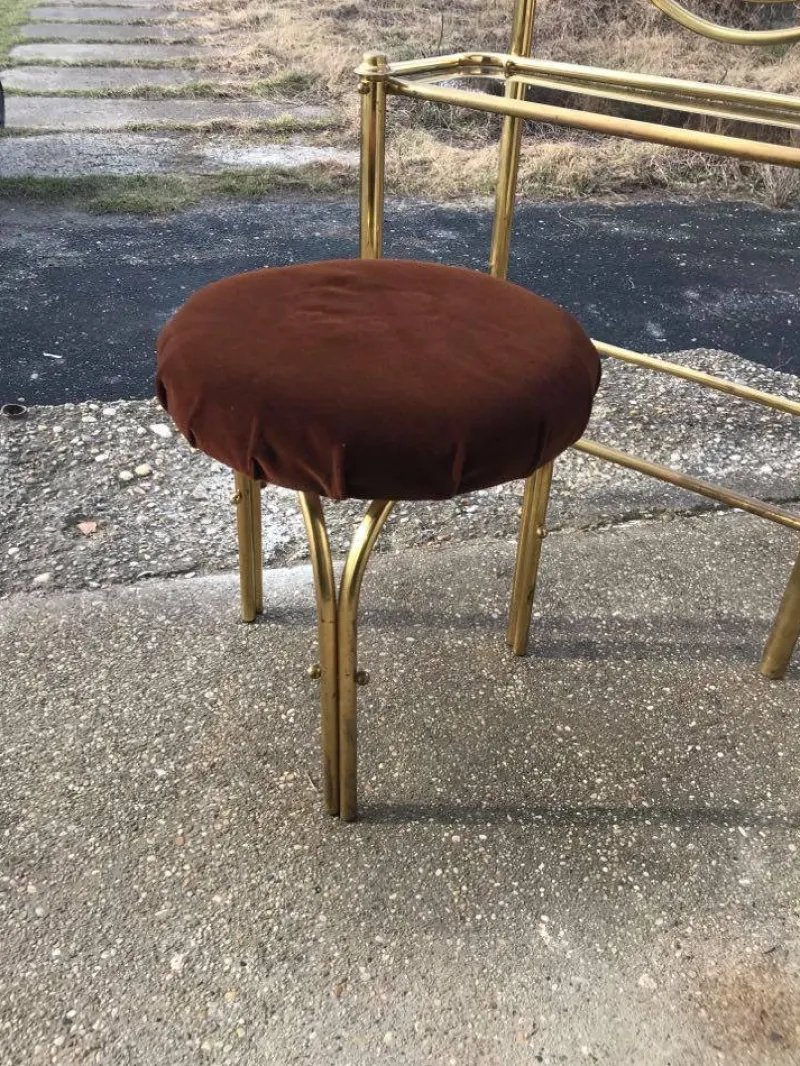 Pamono Vintage Brass Dressing Table & Stool, 1950s, Set of 2> Dressing Tables
