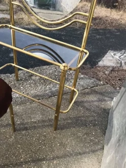 Pamono Vintage Brass Dressing Table & Stool, 1950s, Set of 2><noscript><img width=