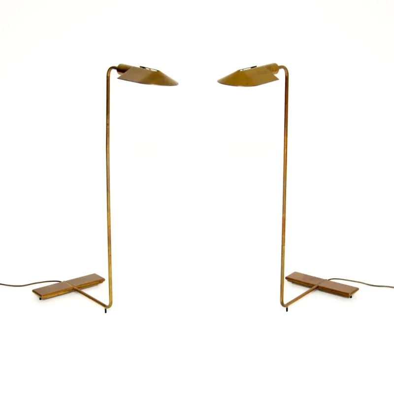 Pamono Vintage Brass Reading Lamps from Cedric Hartman, 1970s, Set of 2> Floor Lamps
