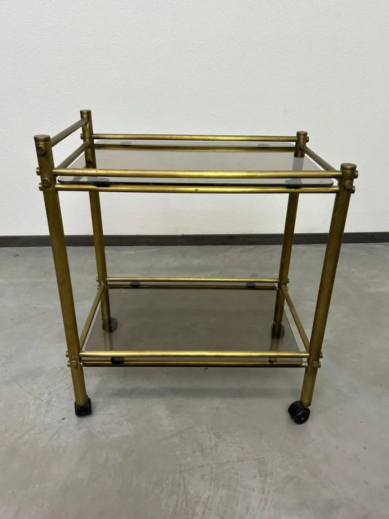 New Pamono Vintage Brass Serving Trolley, 1970s