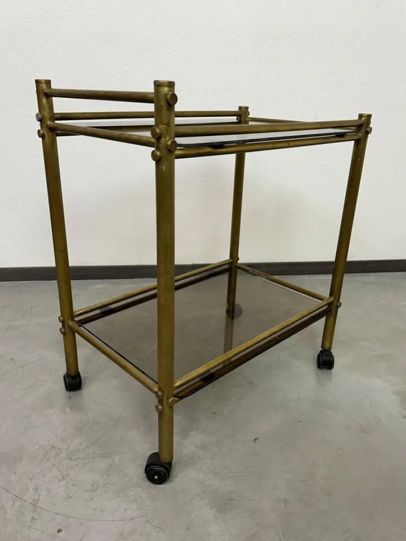 New Pamono Vintage Brass Serving Trolley, 1970s