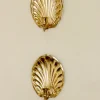 Pamono Vintage Brass Shell Scallop Sconces, Set of 2