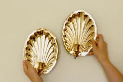 Pamono Vintage Brass Shell Scallop Sconces, Set of 2