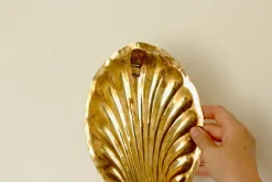 Pamono Vintage Brass Shell Scallop Sconces, Set of 2